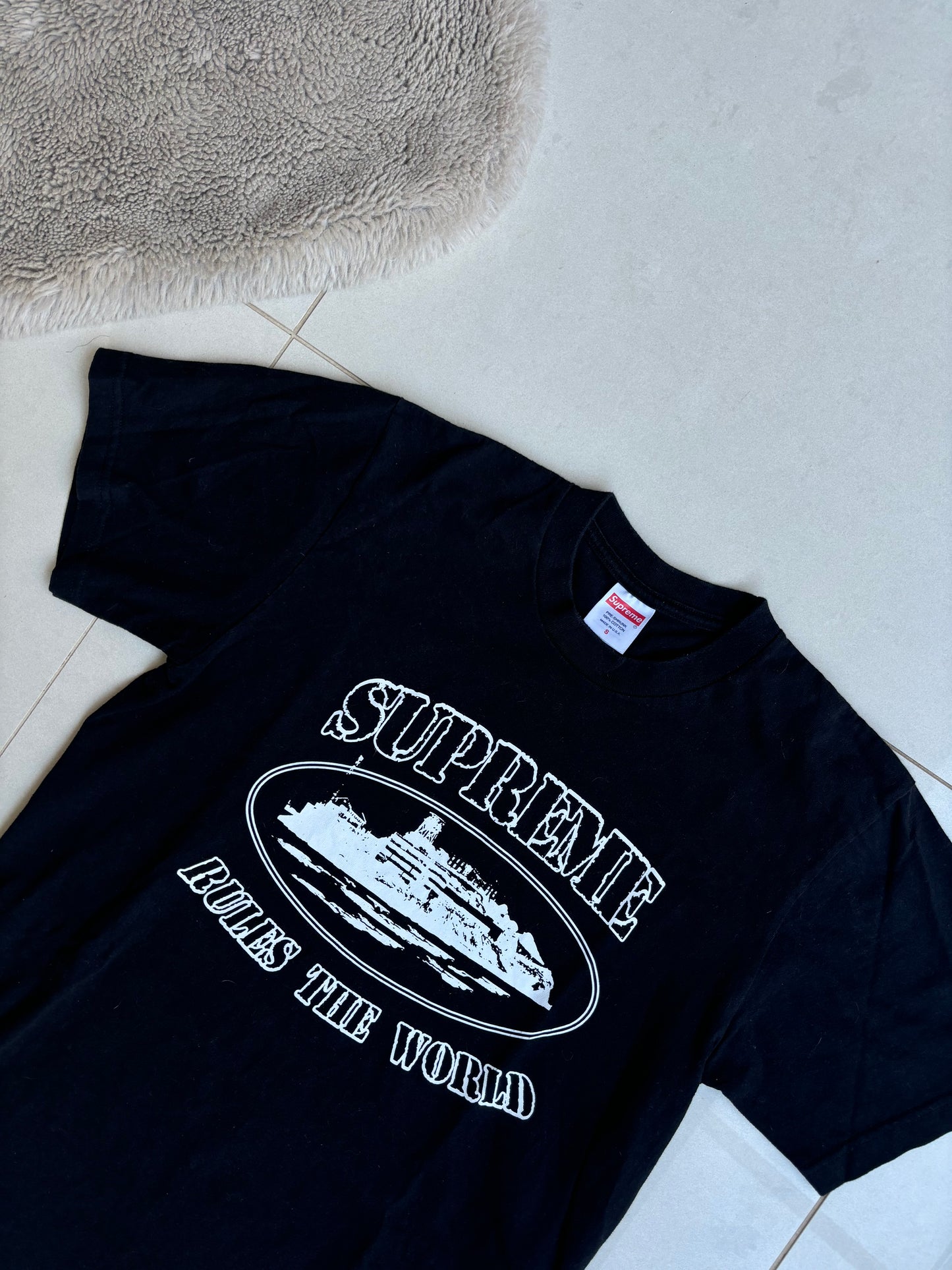 Corteiz x Supreme Rules The World T Shirt Black S