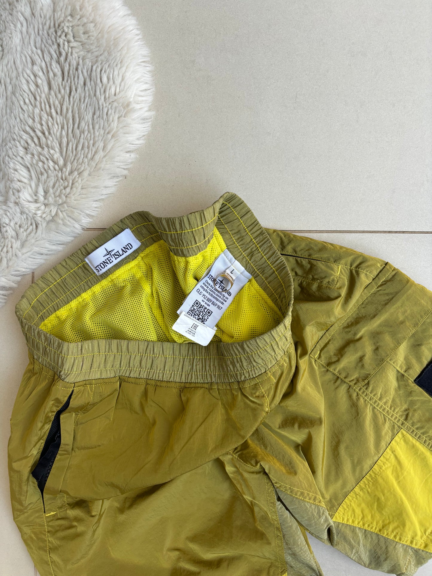 Stone Island Nylon Yellow Shorts L (Custom Tailored)