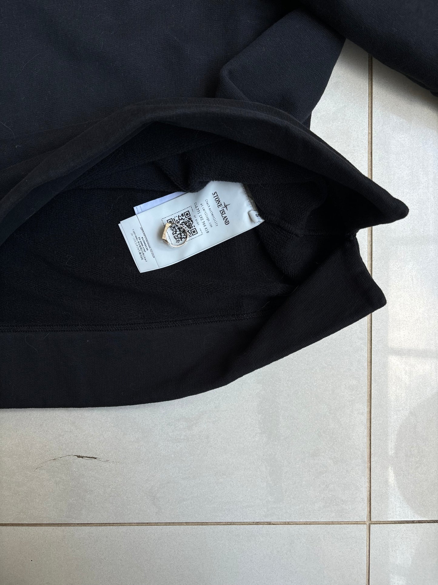Stone Island Chest Embroidered 3/4 Zip Sweashirt Black S