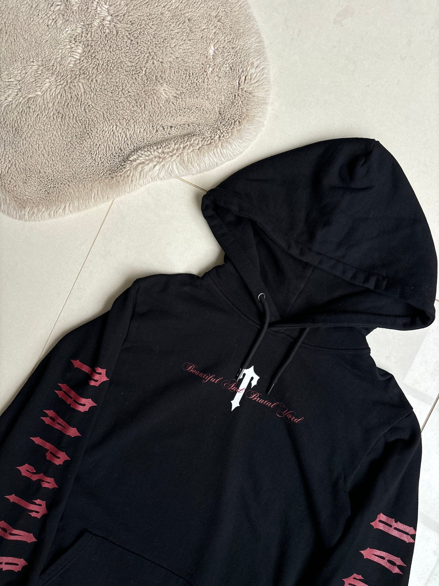 Trapstar x Jhus Beautiful and brutal yard black hoodie M
