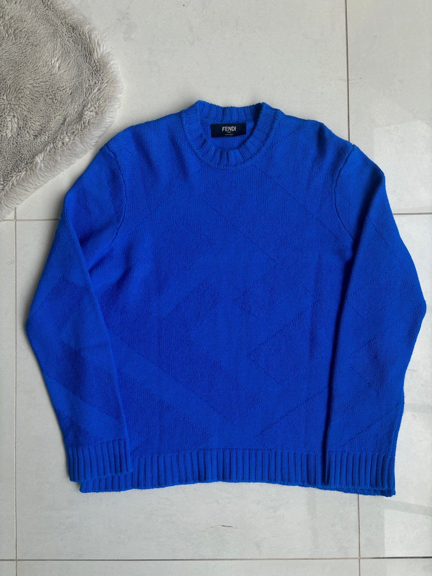 Fendi Double F Wool Knit Sweatshirt Blue 50