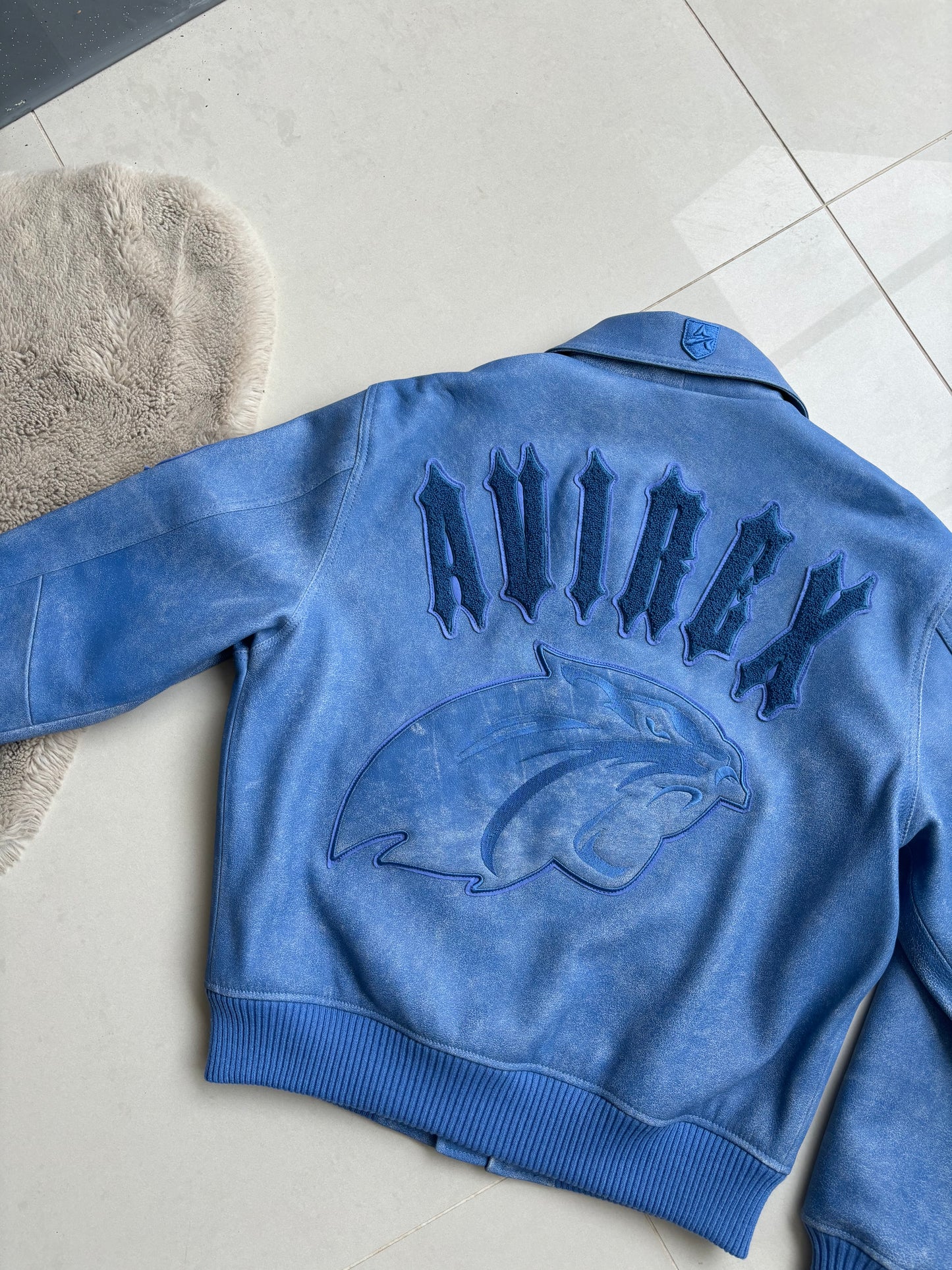 Trapstar x Avirex Blue Leather Jacket M