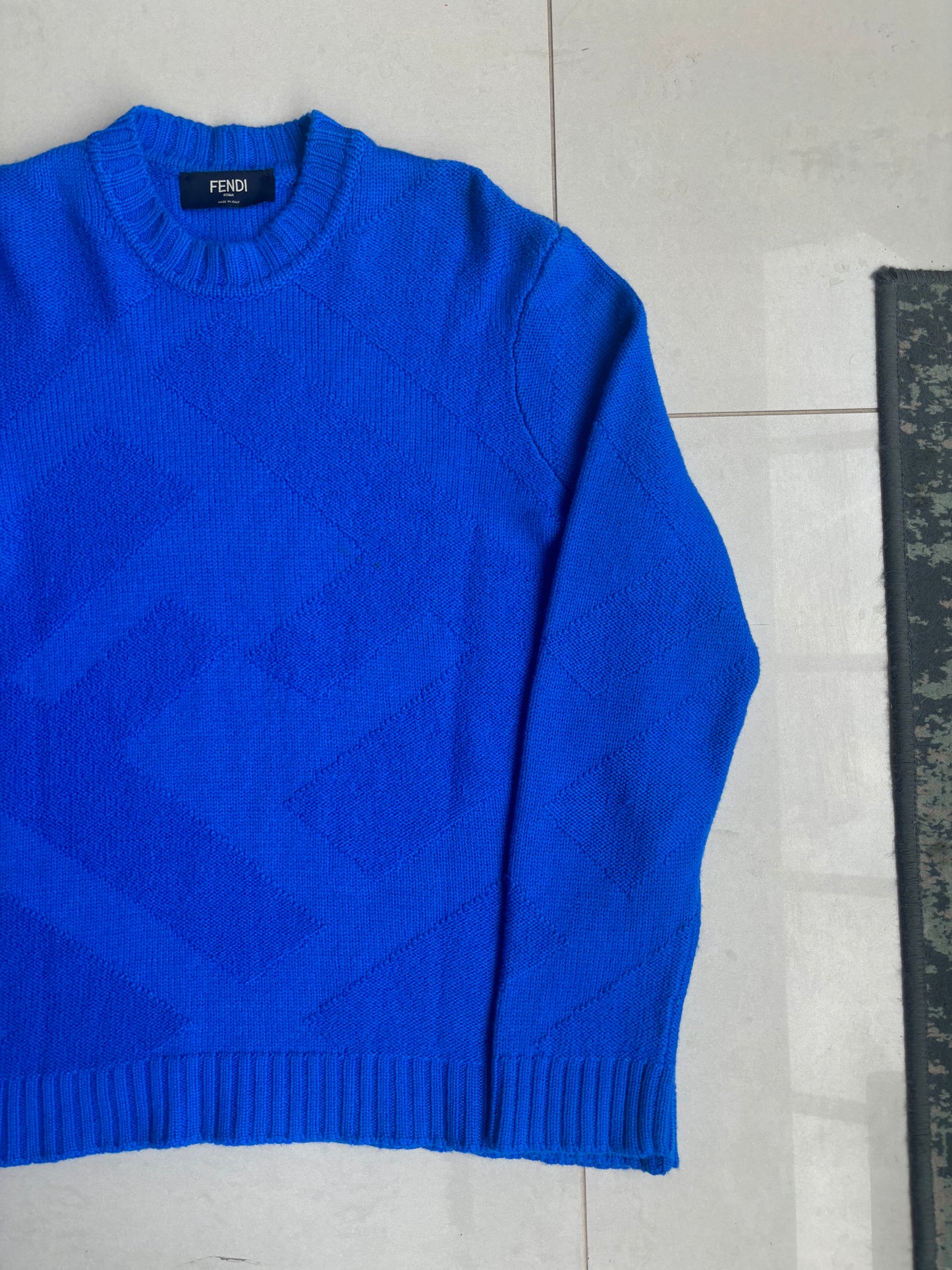Fendi Double F Wool Knit Sweatshirt Blue 50