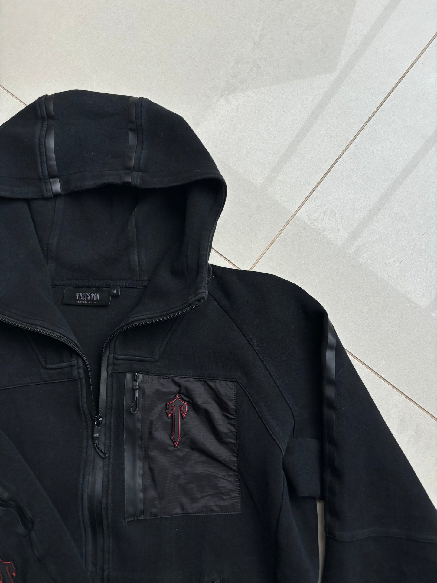 Trapstar Tech Fleece Tracksuit Set Black Red M