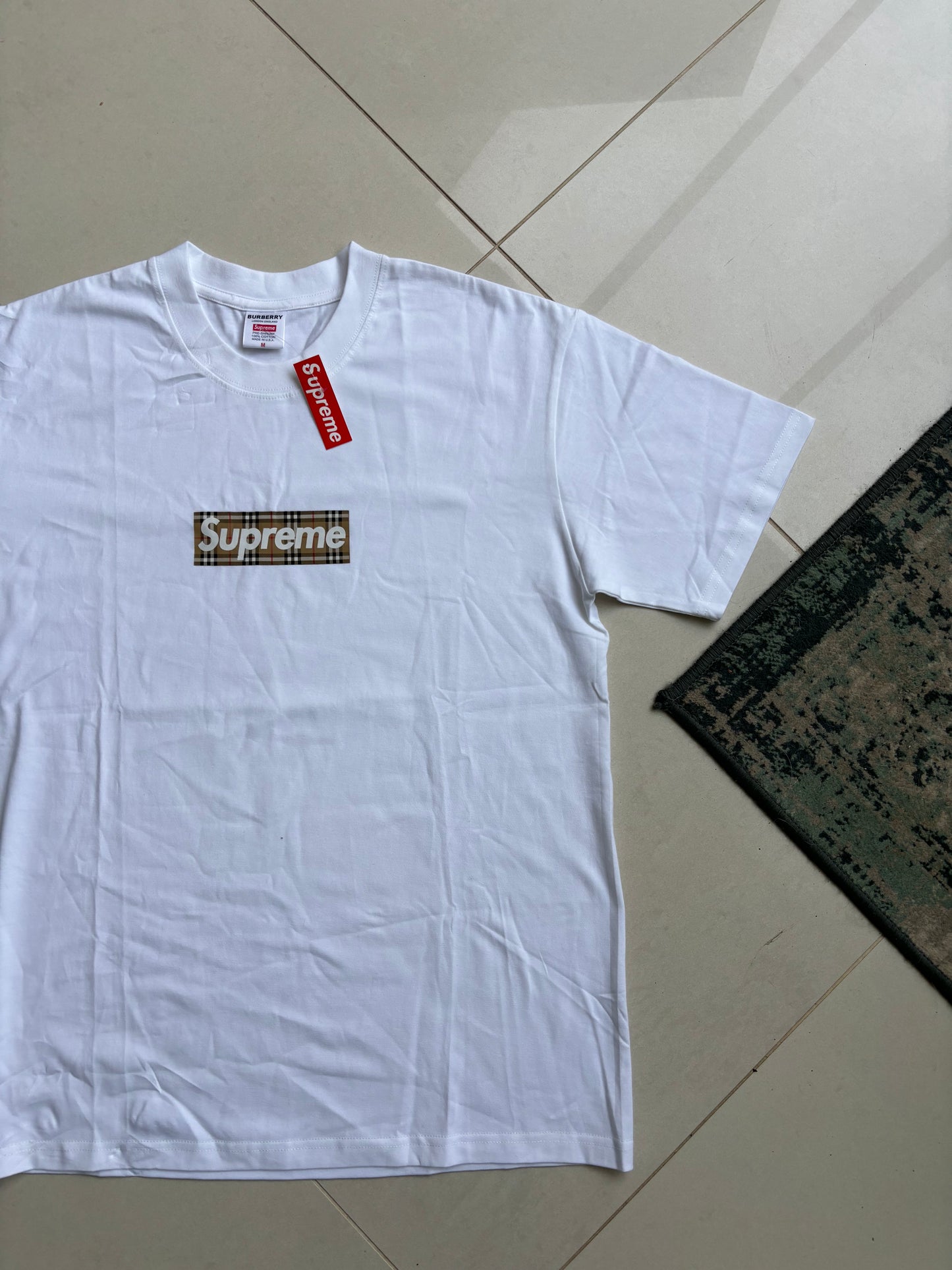 Supreme x Burberry Box Logo T Shirt White M