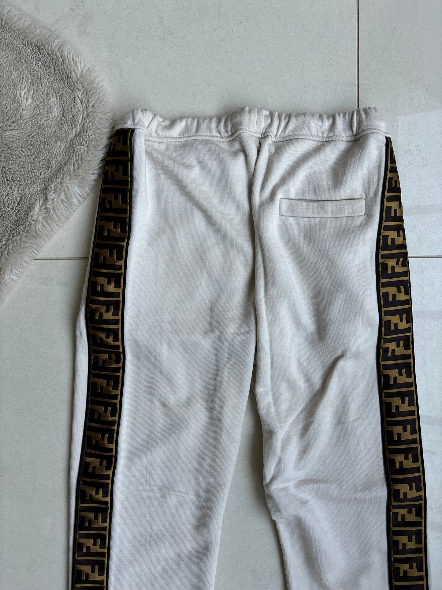 Fendi Cream Double F Tape Logo Joggers 46