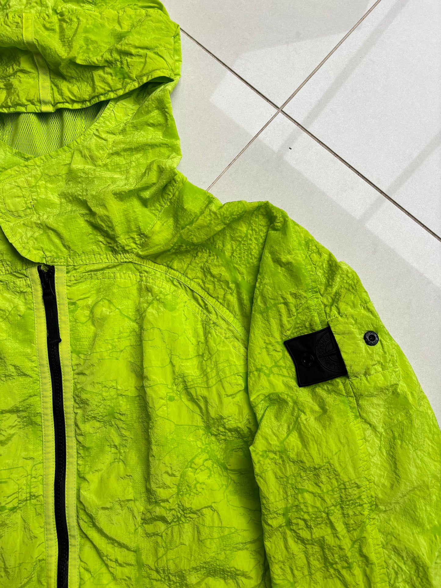 Stone Island Shadow Project Econyl Nylon Metal Waffle Jacket Neon Green M