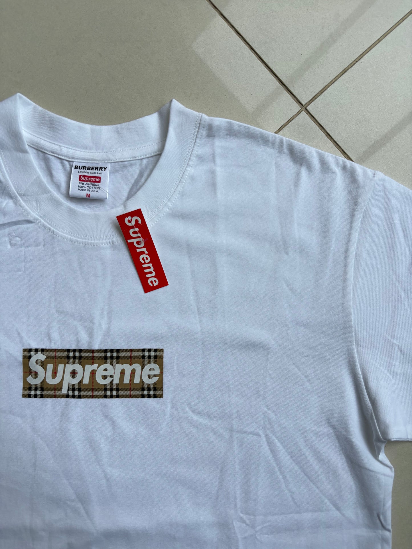 Supreme x Burberry Box Logo T Shirt White M