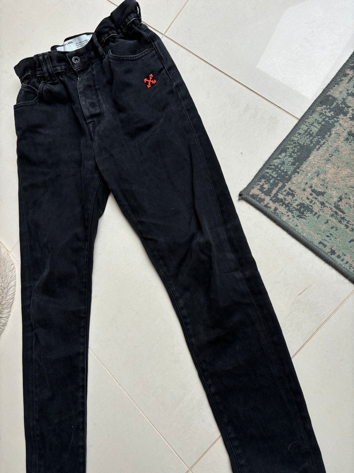 Off-White Black Denim Grid Jeans 28W