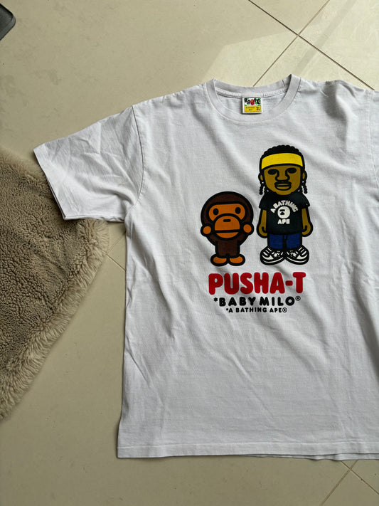 Pusha T x Baby Milo Bape White T-shirt XL