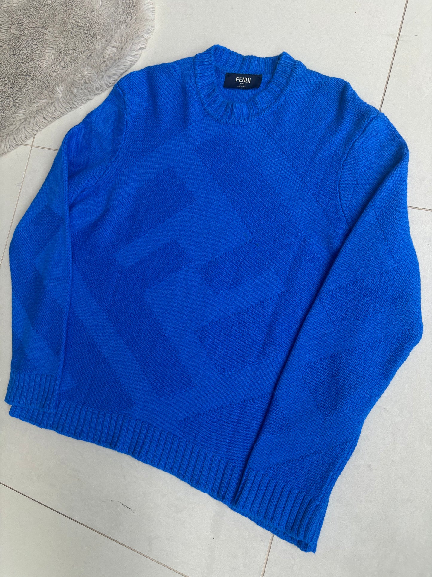 Fendi Double F Knit Sweatshirt Blue 50