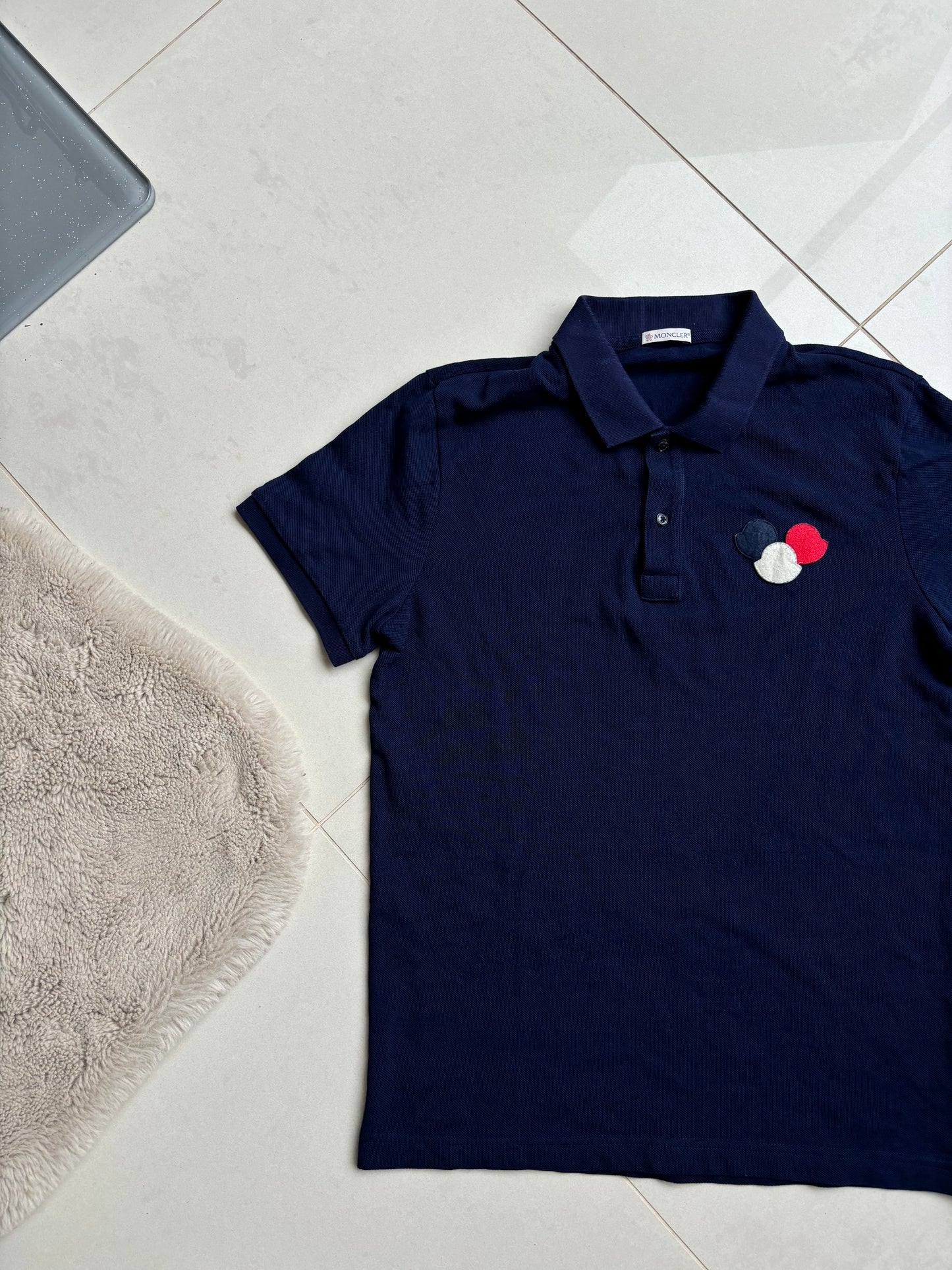 Moncler Triple Logo Navy Polo Shirt M