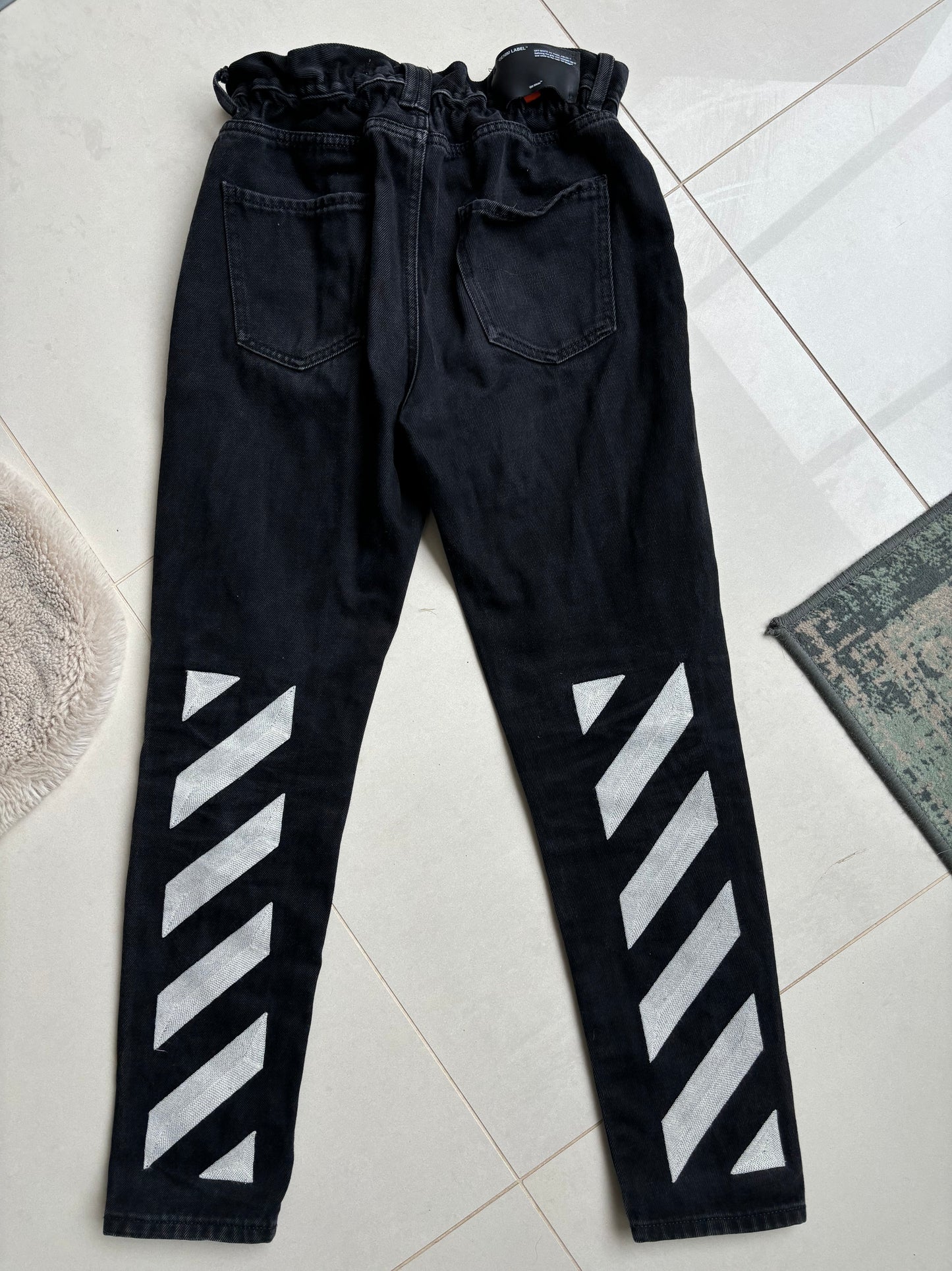 Off-White Black Denim Grid Jeans 28W