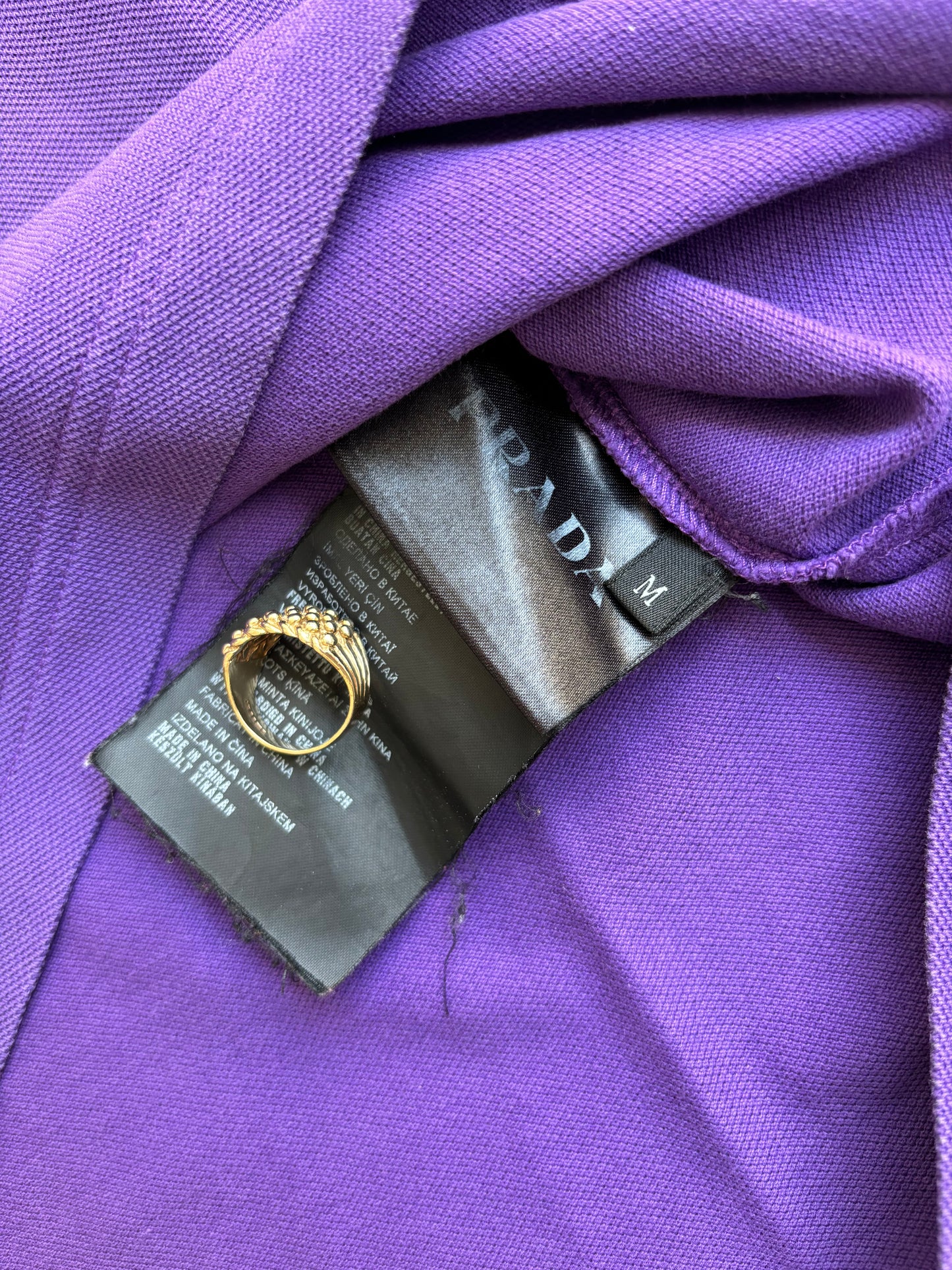 Prada Small Logo Striped Polo Shirt Purple M