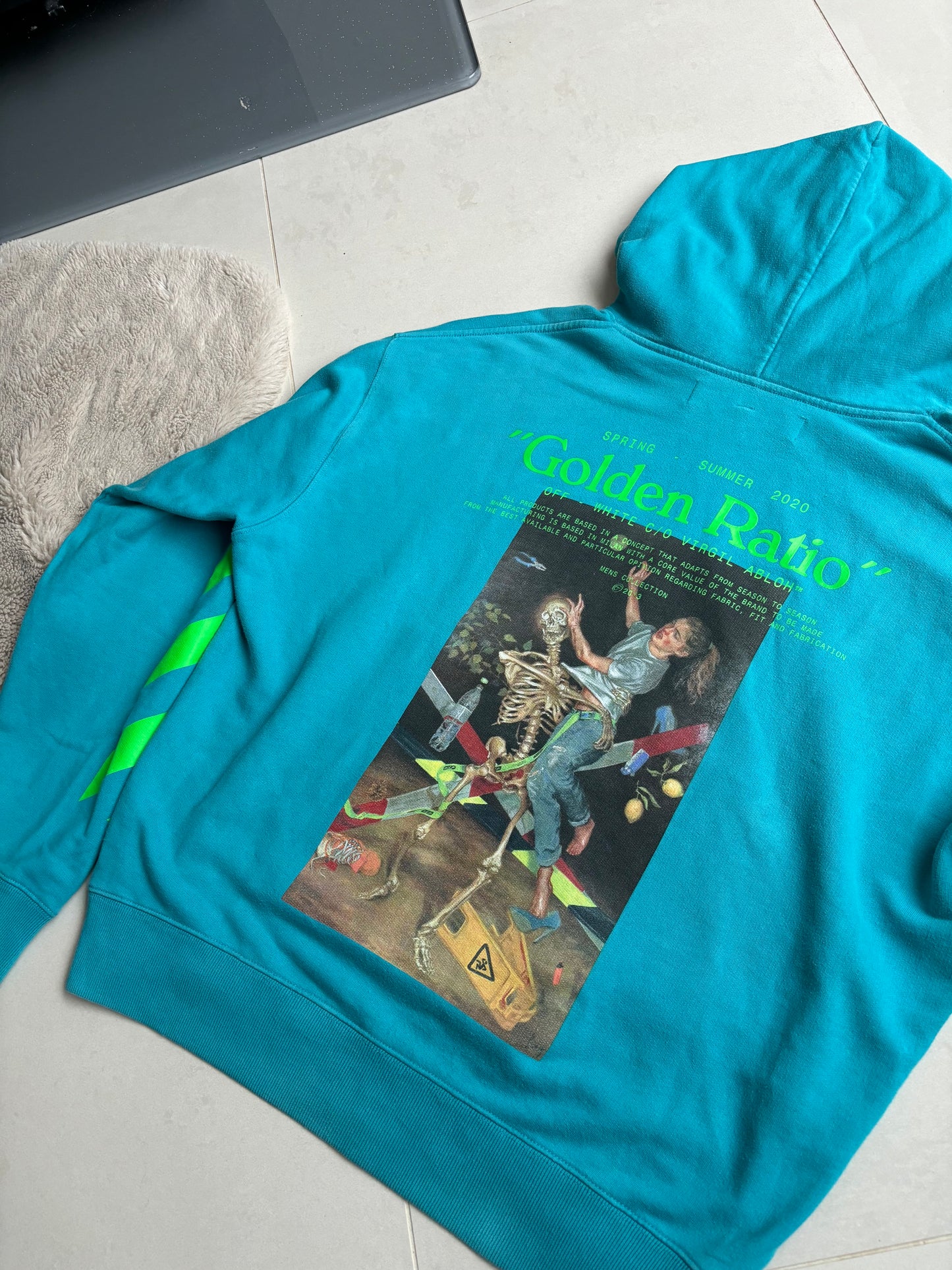 Off-White Golden Ratio Hoodie Petrol Blue L