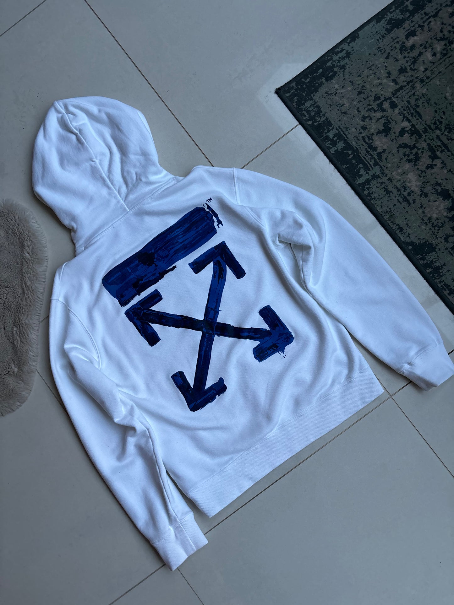 Off White Hoodie White Blue S