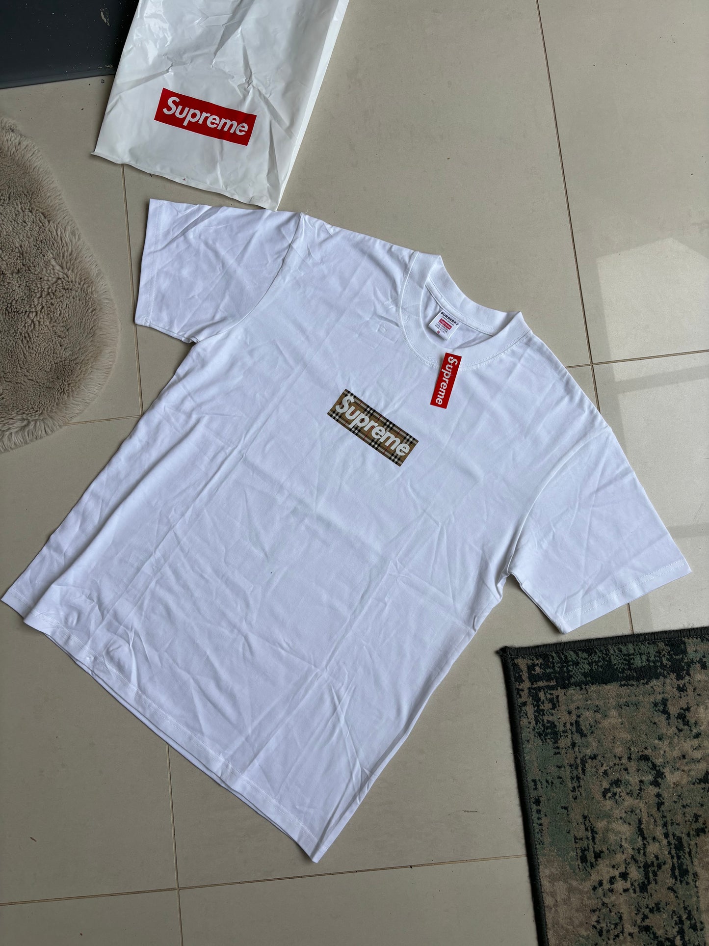 Supreme x Burberry Box Logo T Shirt White M