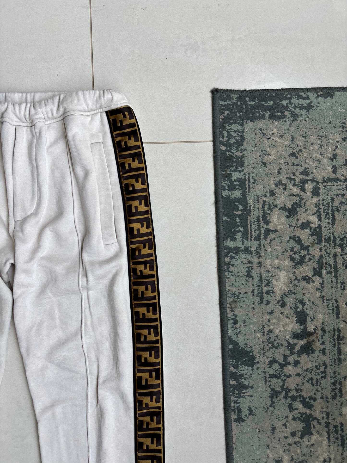 Fendi Cream Double F Tape Logo Joggers 46