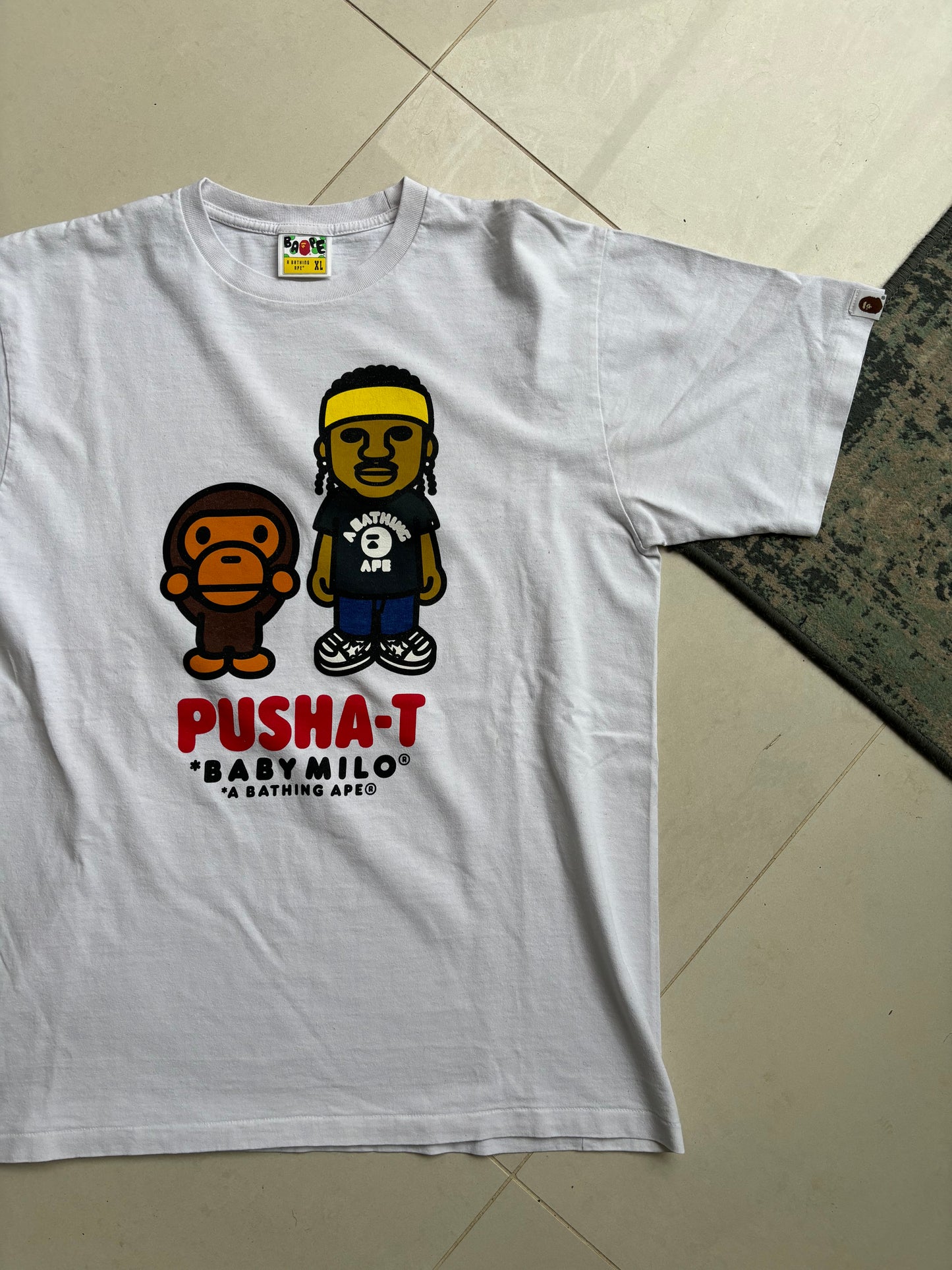 Pusha T x Baby Milo Bape White T-shirt XL