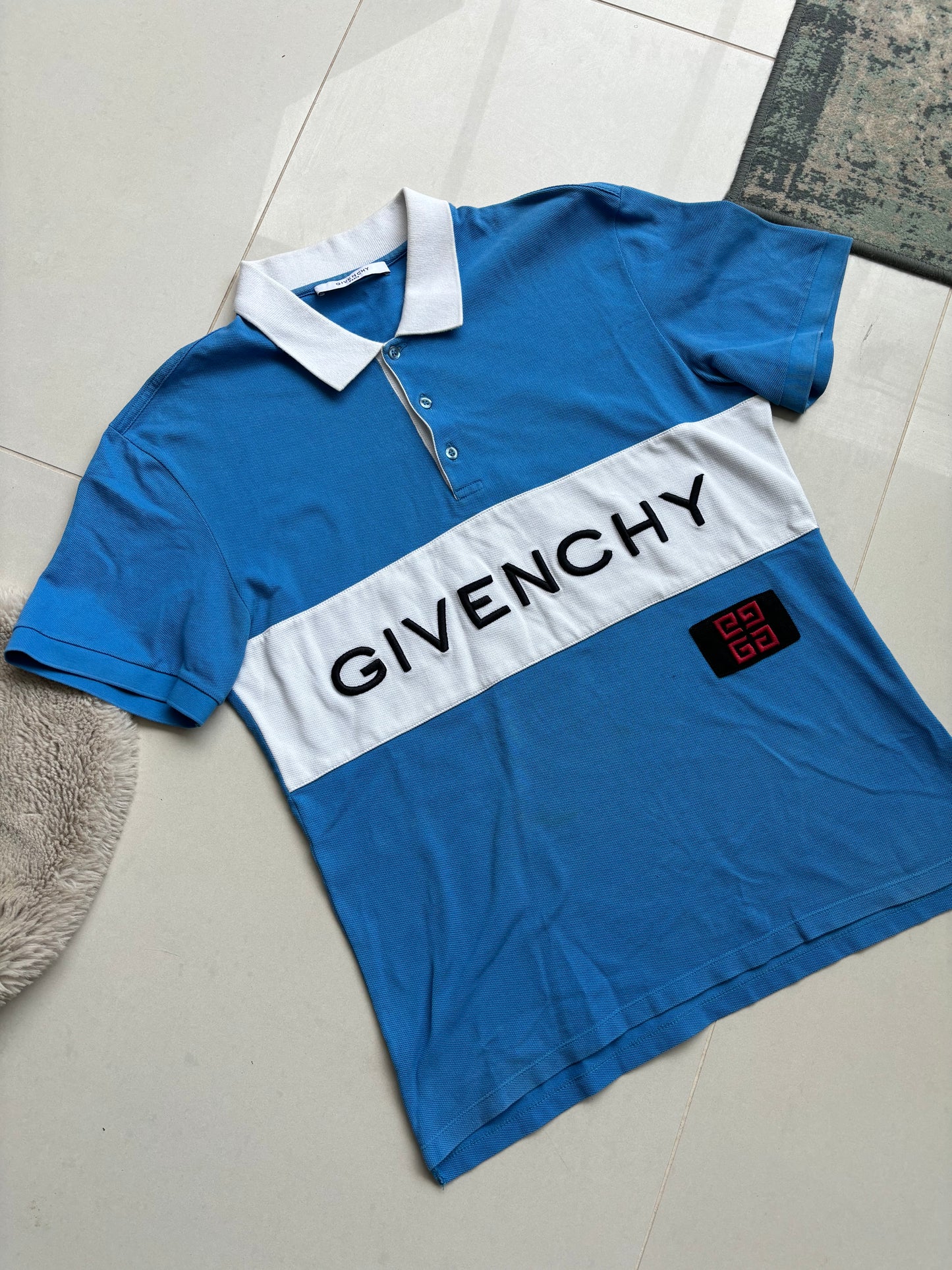 Givenchy Big Logo Polo Shirt Powder Blue L