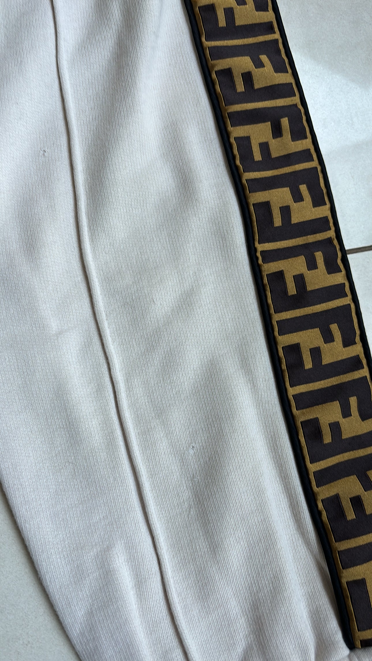 Fendi Cream Double F Tape Logo Joggers 46