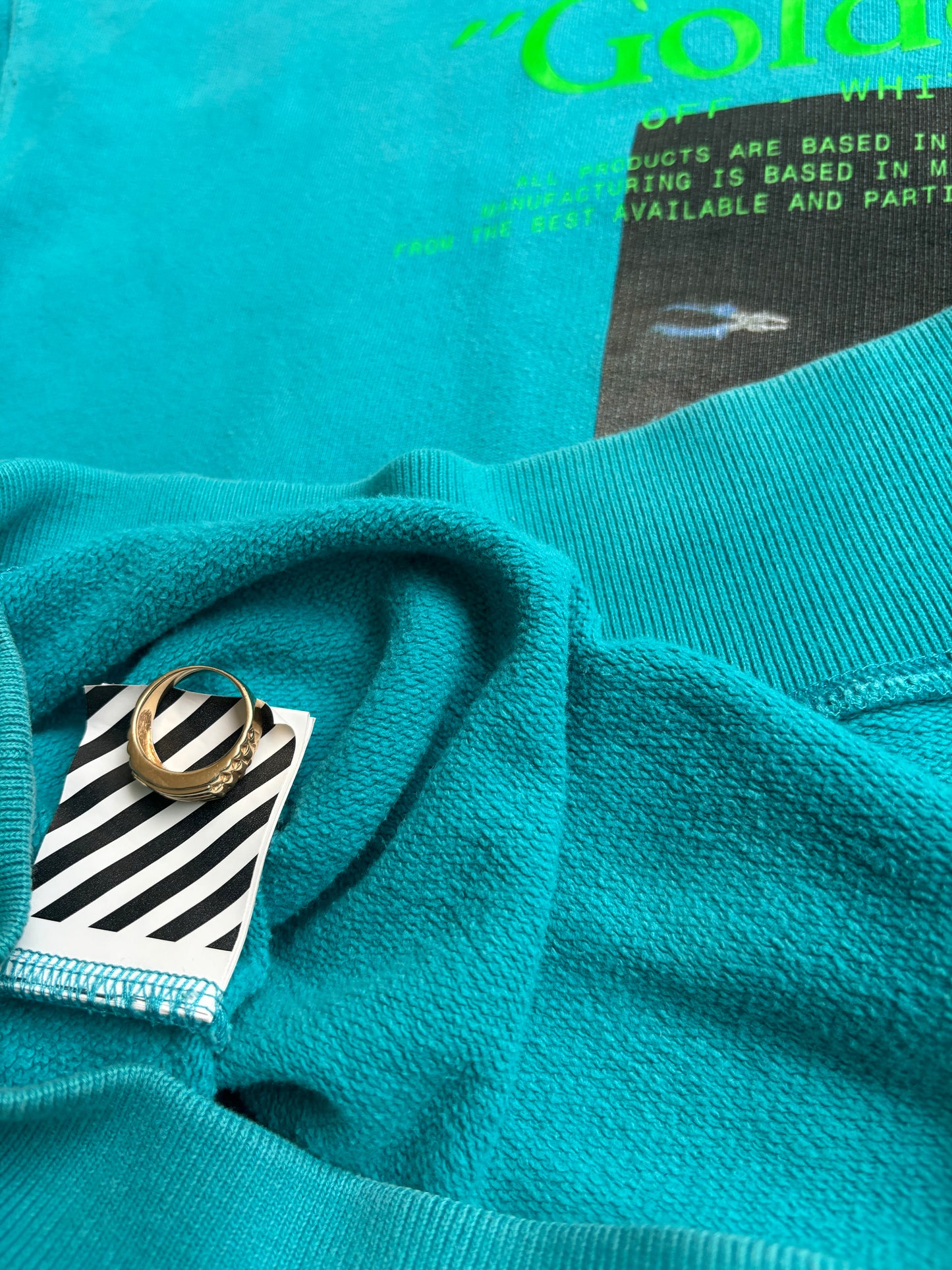 Off-White Golden Ratio Hoodie Petrol Blue L