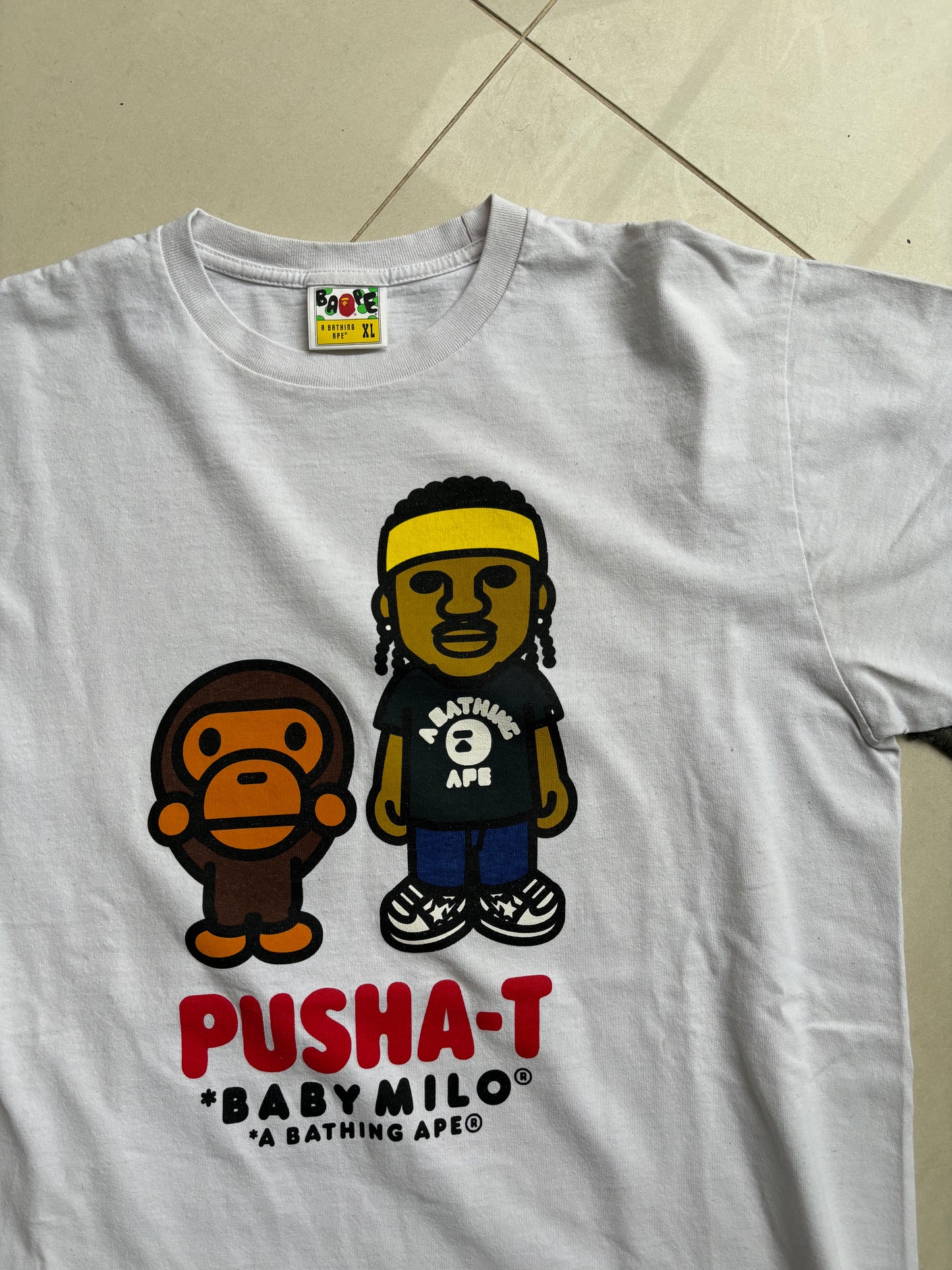 Pusha T x Baby Milo Bape White T-shirt XL