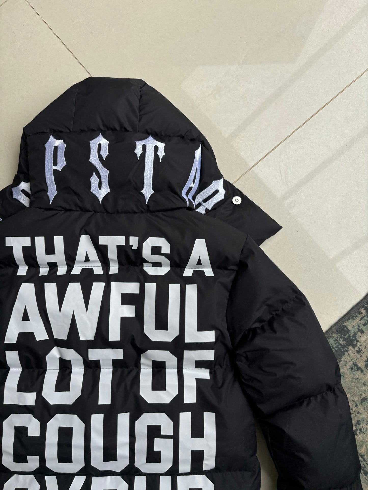 Trapstar x Awful Lot Of Cough Syrup Black Irongate Puffer Coat S