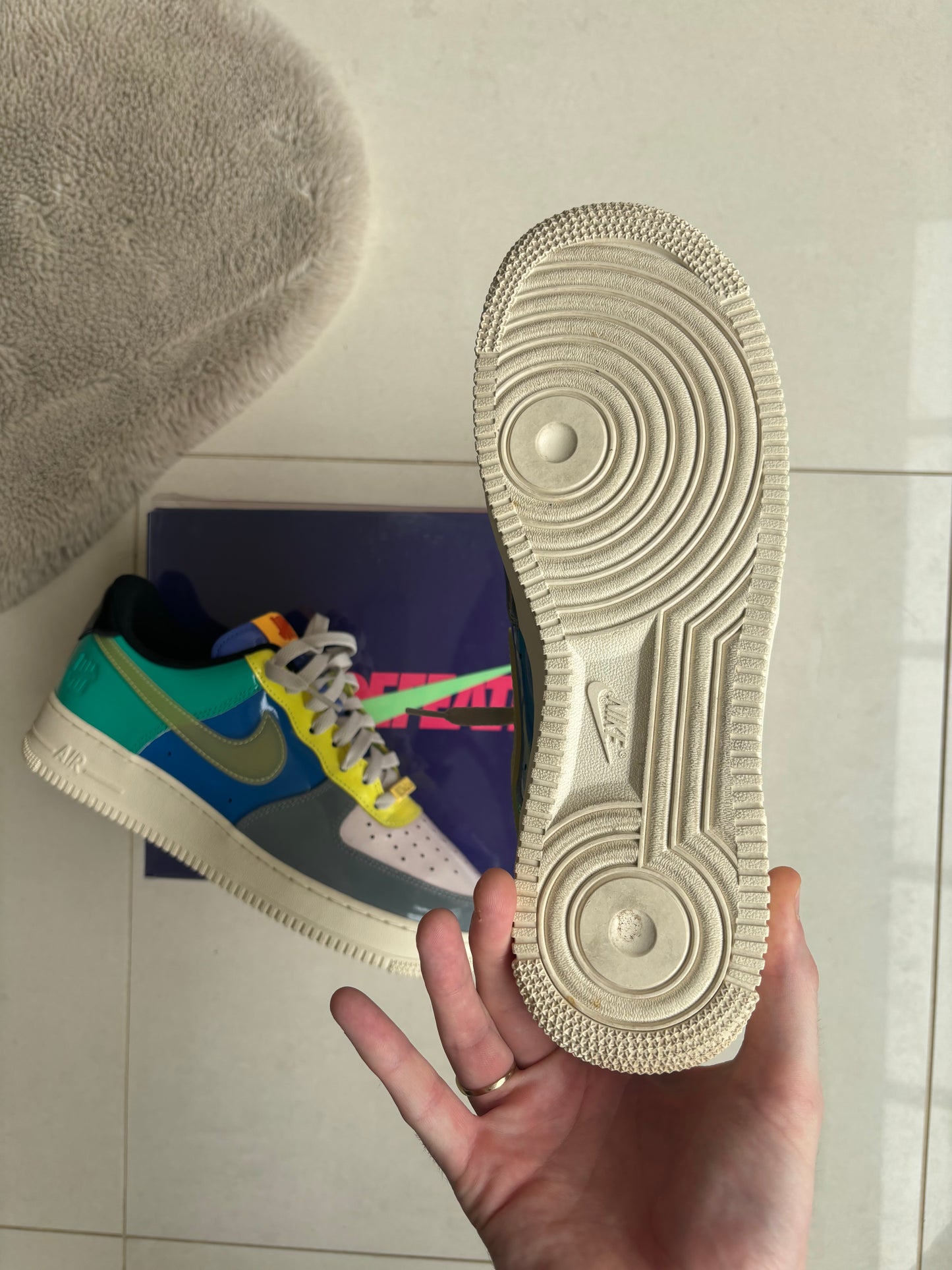 Nike x Undefeated Air Force 1 UK8 Grey/Green/Blue