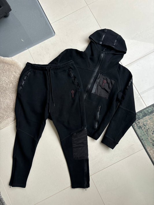 Trapstar Tech Fleece Tracksuit Set Black Red M