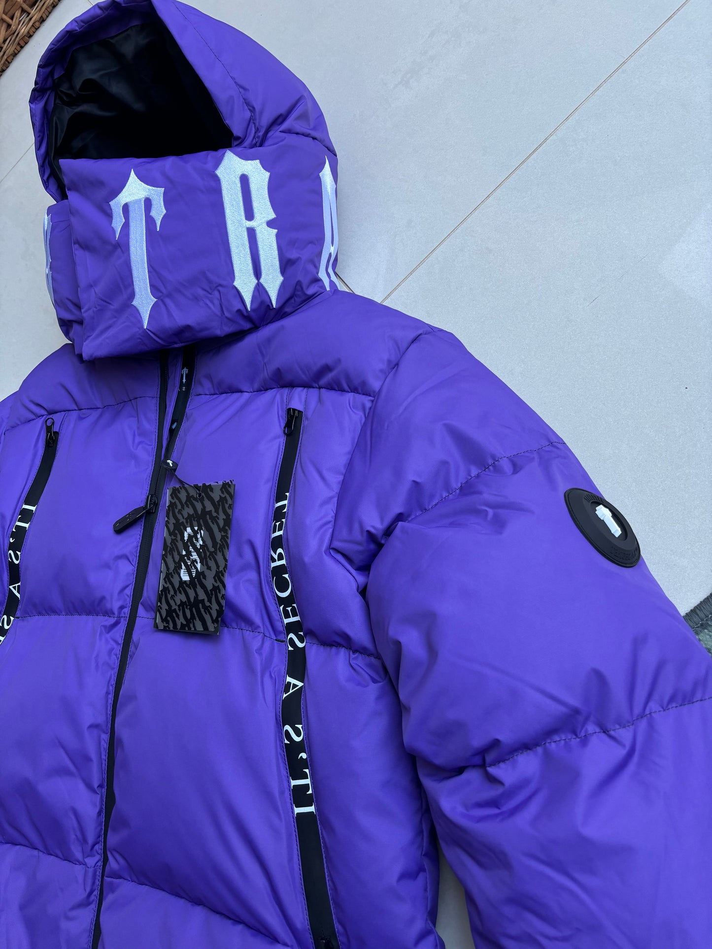 Trapstar x Awful Lot Of Cough Syrup Purple Irongate Puffer Coat S