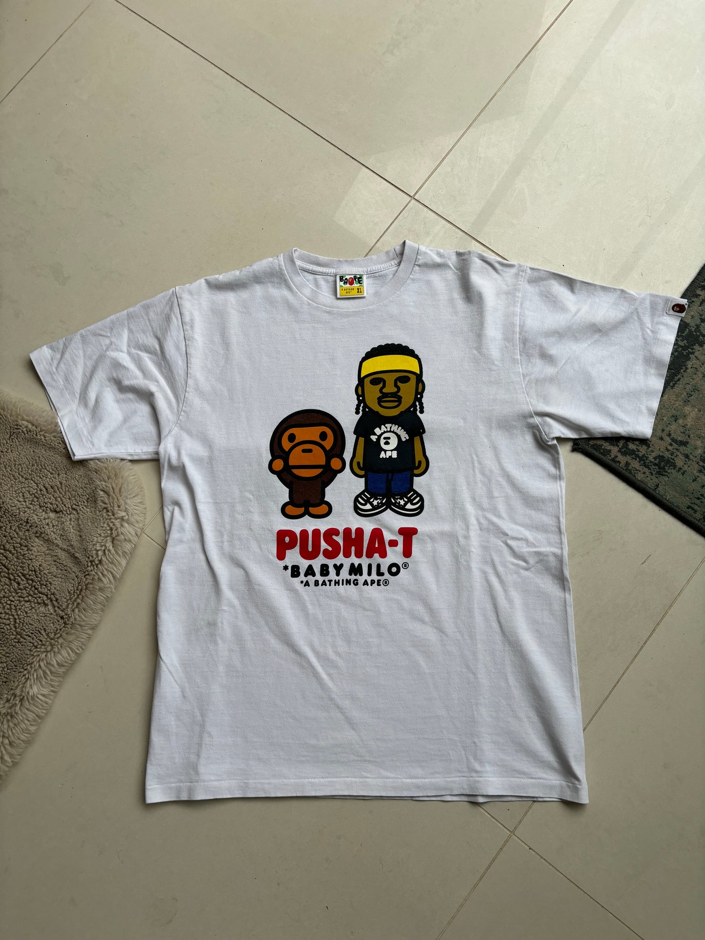 Pusha T x Baby Milo Bape White T-shirt XL