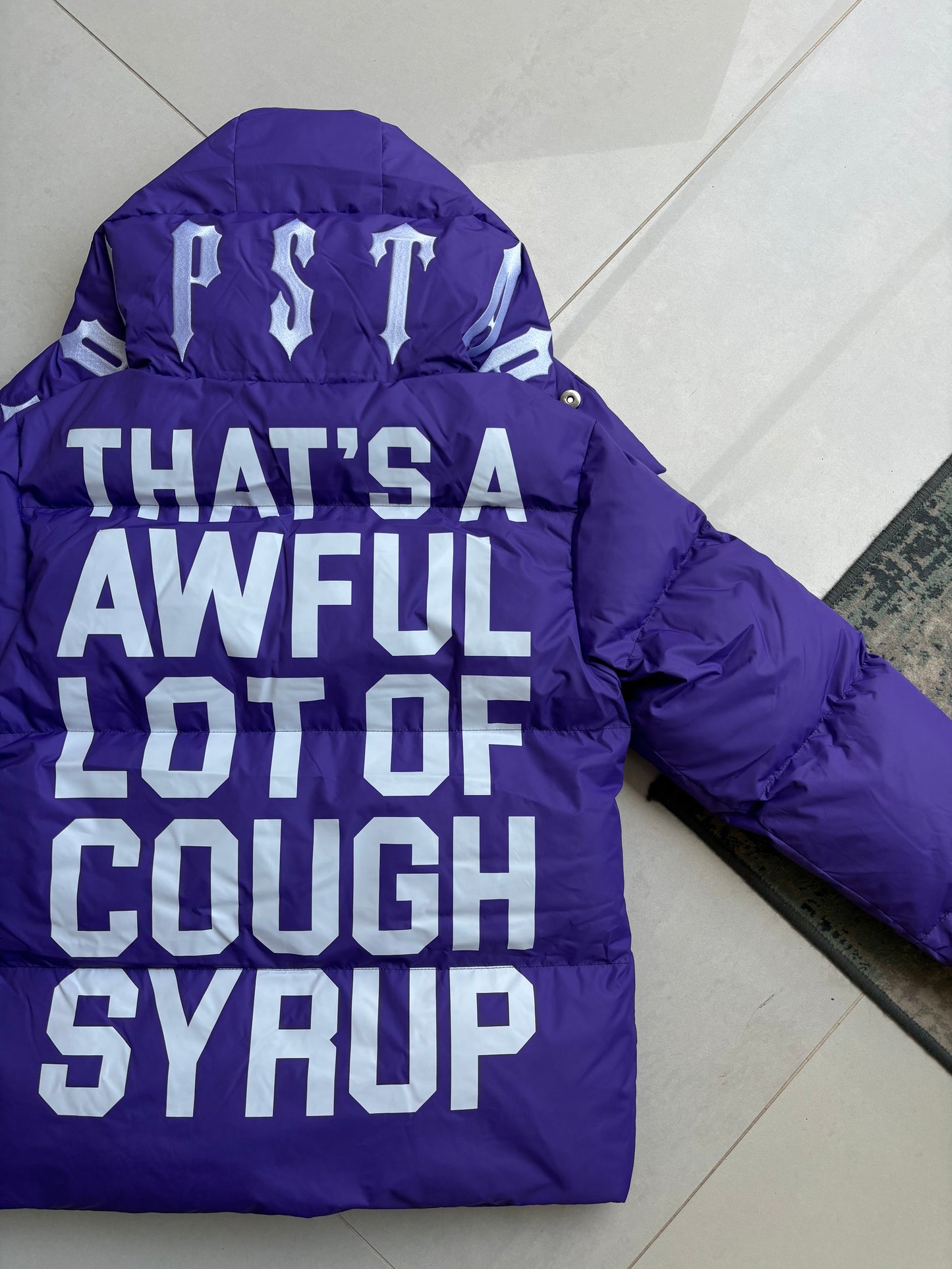 Trapstar x Awful Lot Of Cough Syrup Purple Irongate Puffer Coat S