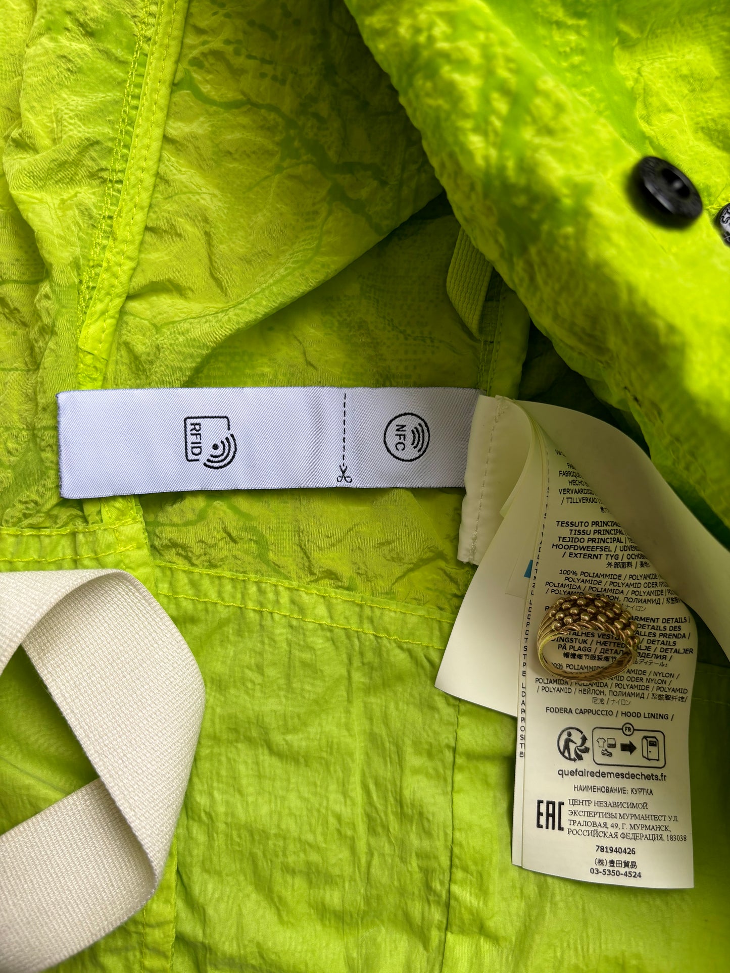 Stone Island Shadow Project Econyl Nylon Metal Waffle Jacket Neon Green M