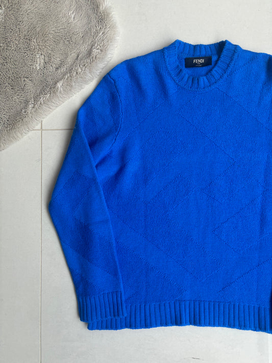 Fendi Double F Knit Sweatshirt Blue 50