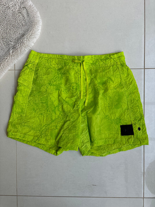 Stone Island Shadow Project Econyl Nylon Metal Waffle Shorts Neon Green M