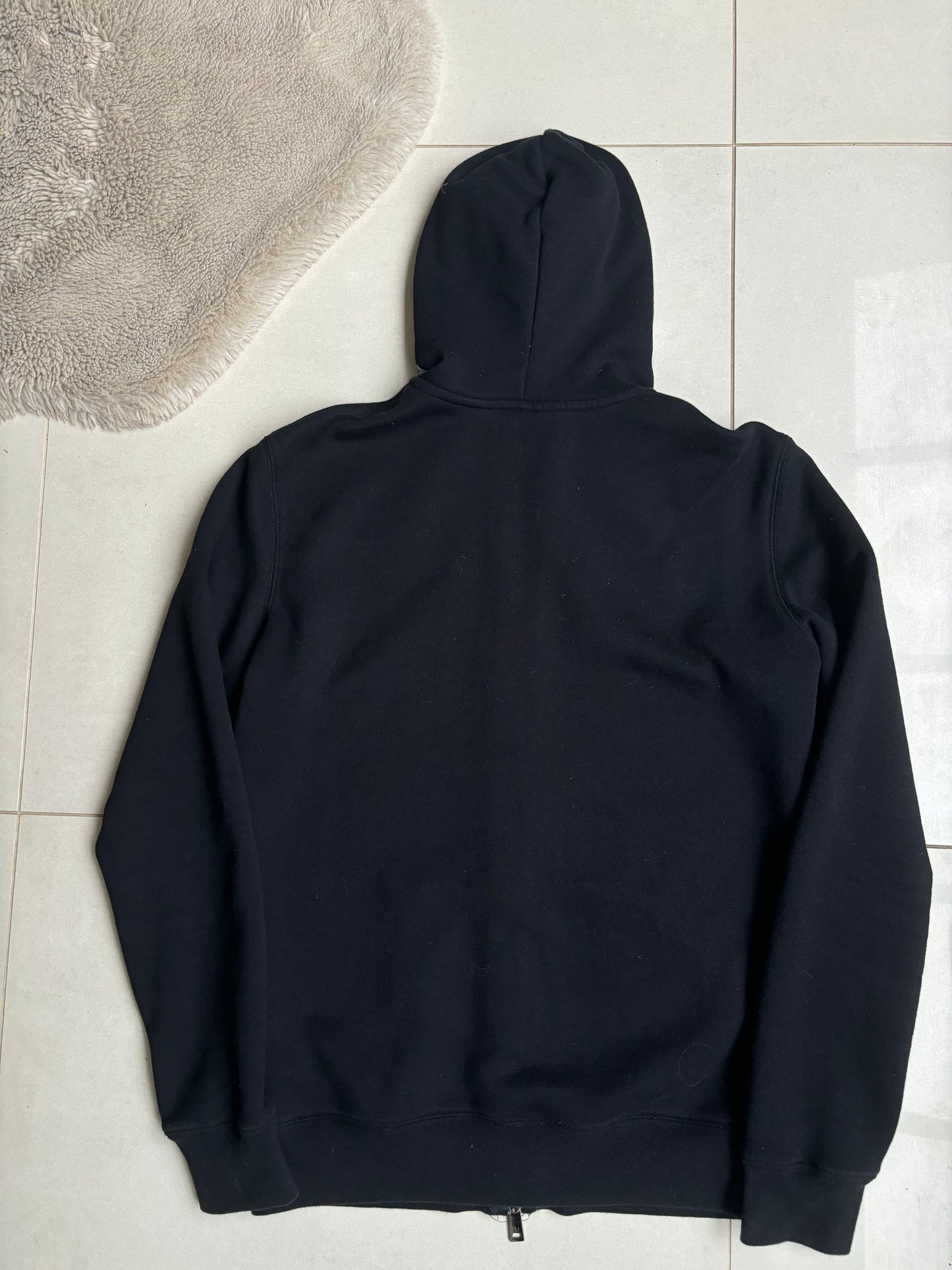 Armani Jeans Hood Script Black Zip Hoodie S