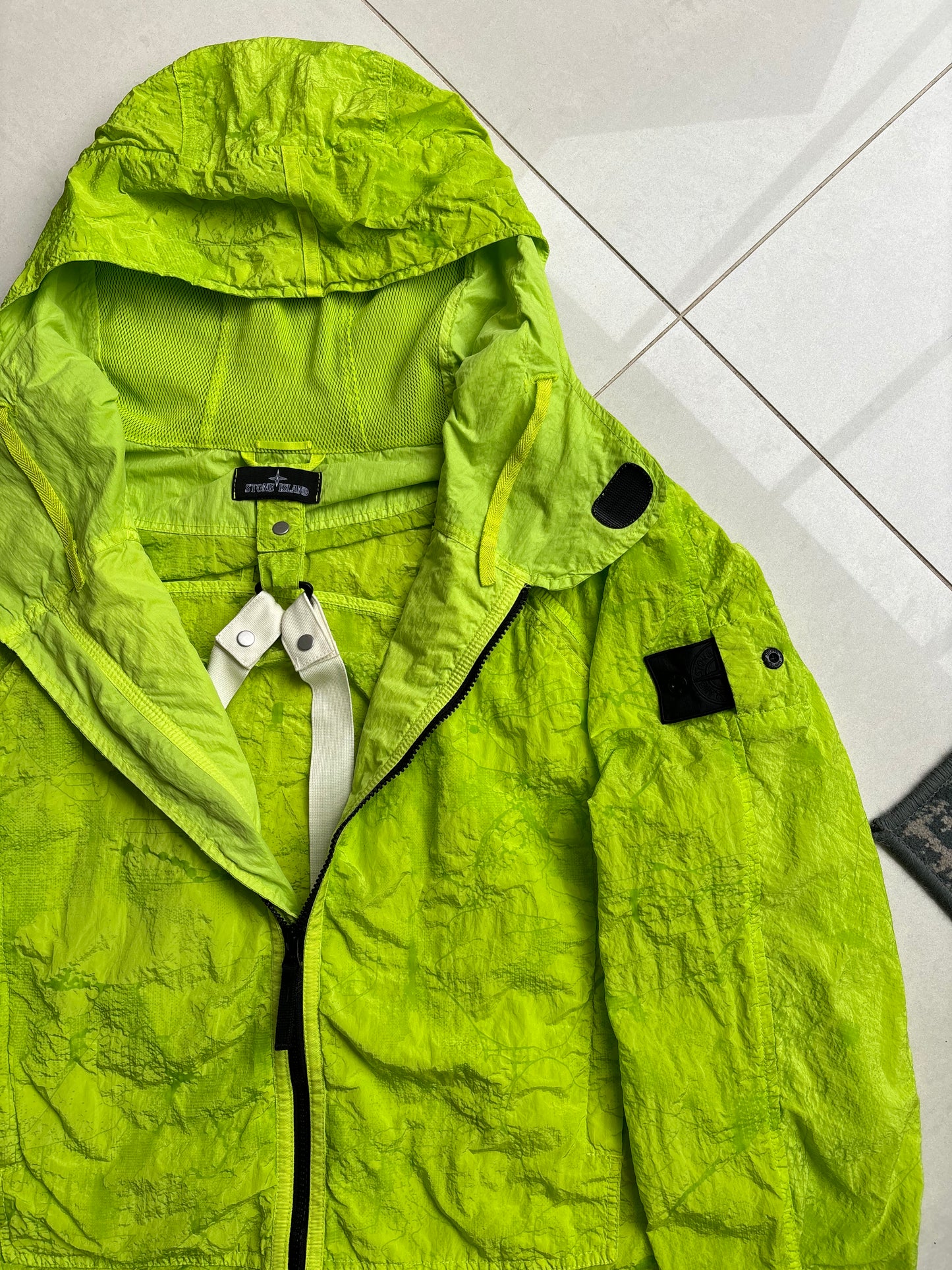 Stone Island Shadow Project Econyl Nylon Metal Waffle Jacket Neon Green M