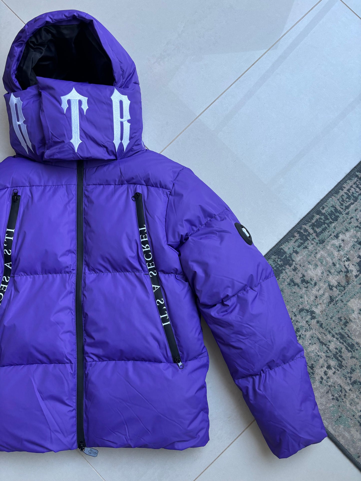 Trapstar x Awful Lot Of Cough Syrup Purple Irongate Puffer Coat S