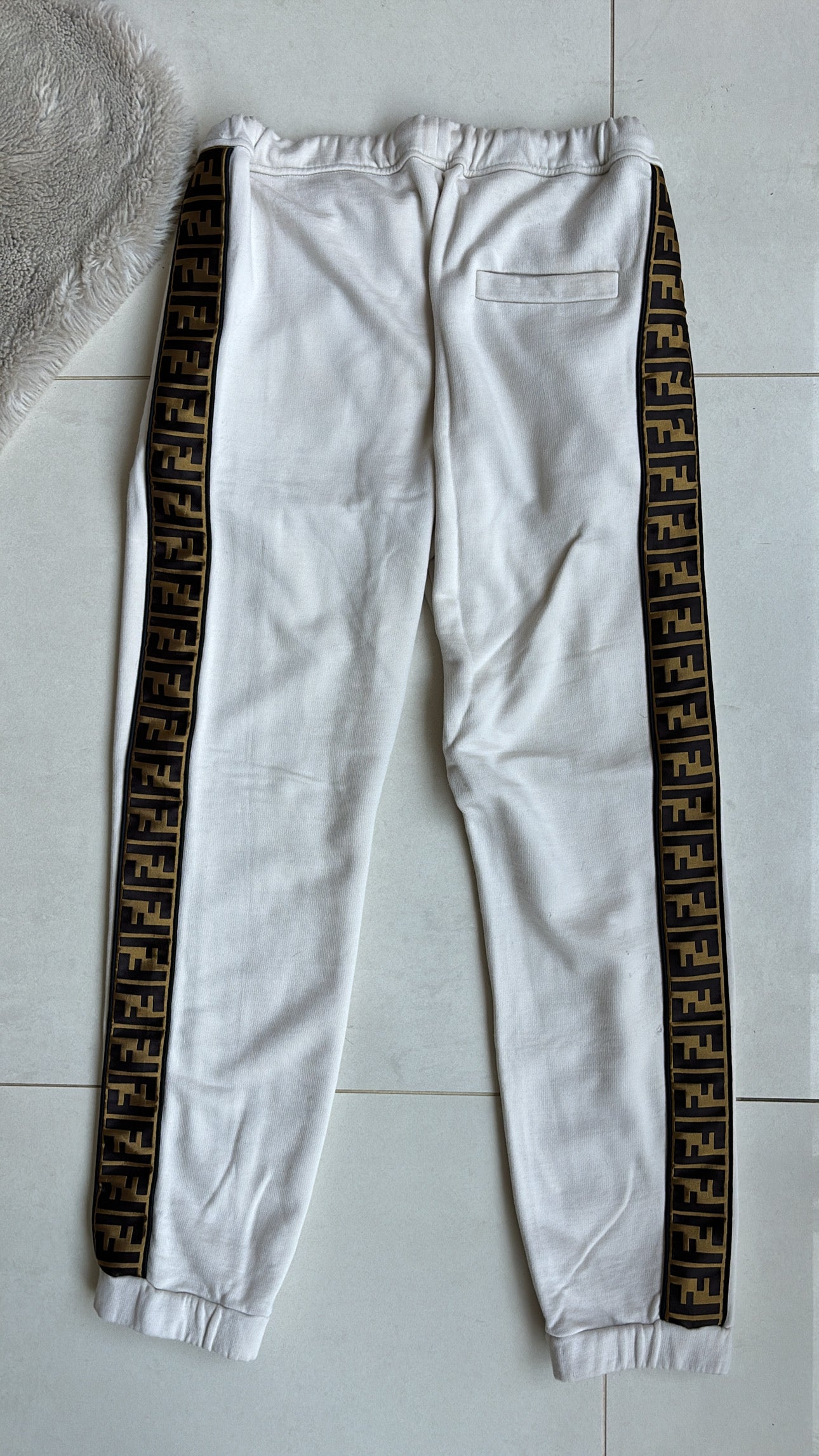 Fendi Cream Double F Tape Logo Joggers 46