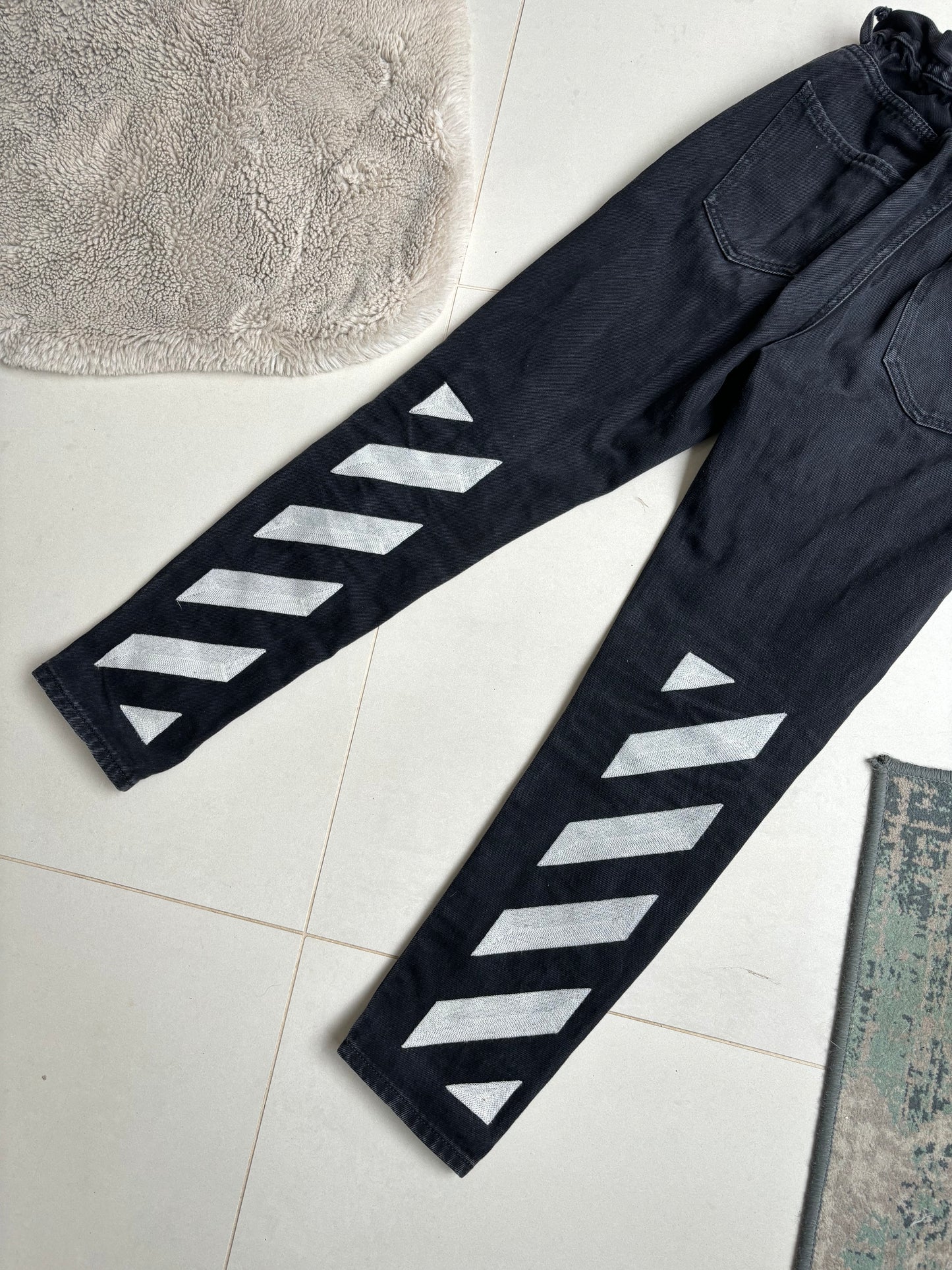 Off-White Black Denim Grid Jeans 28W