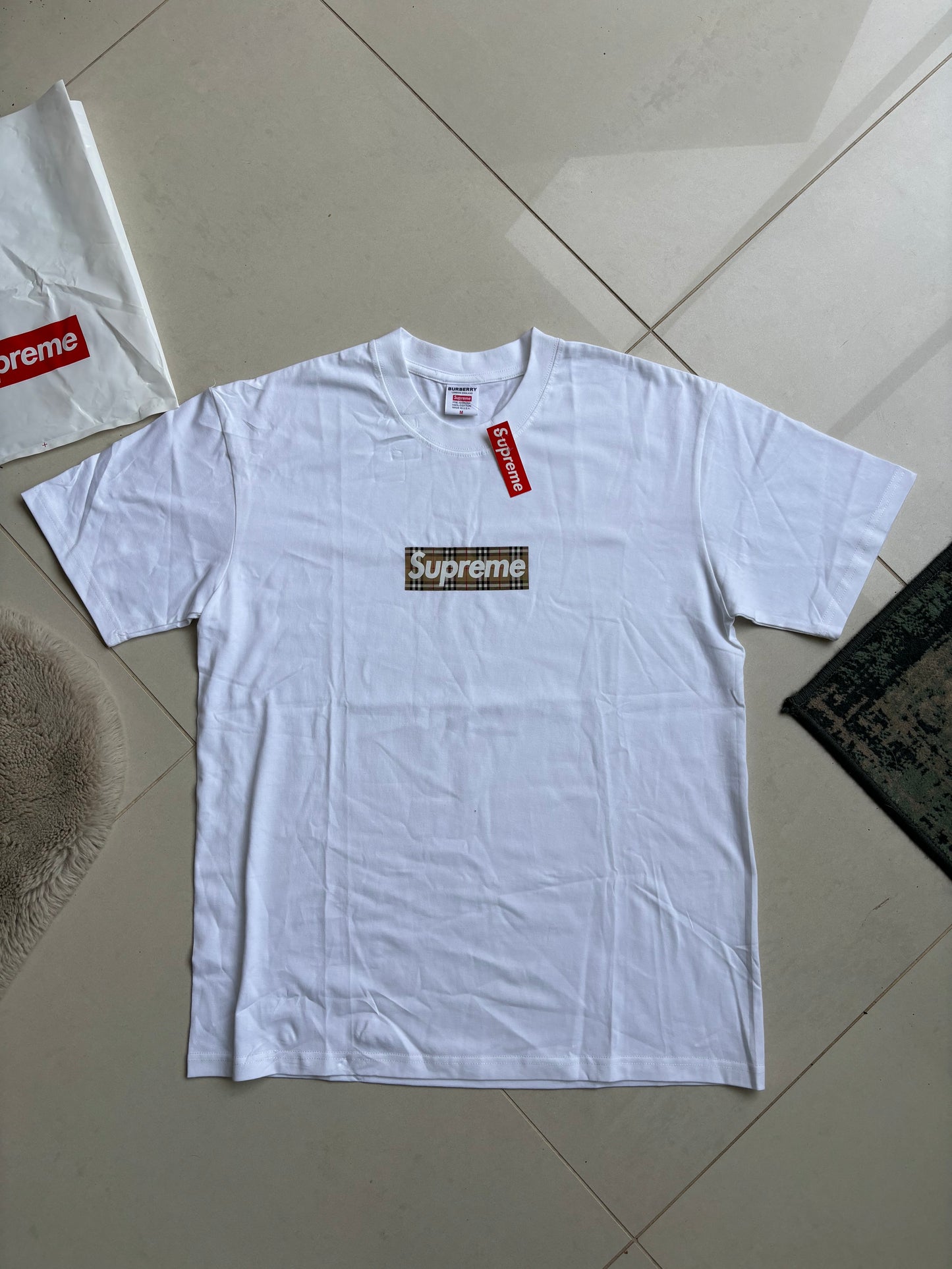 Supreme x Burberry Box Logo T Shirt White M