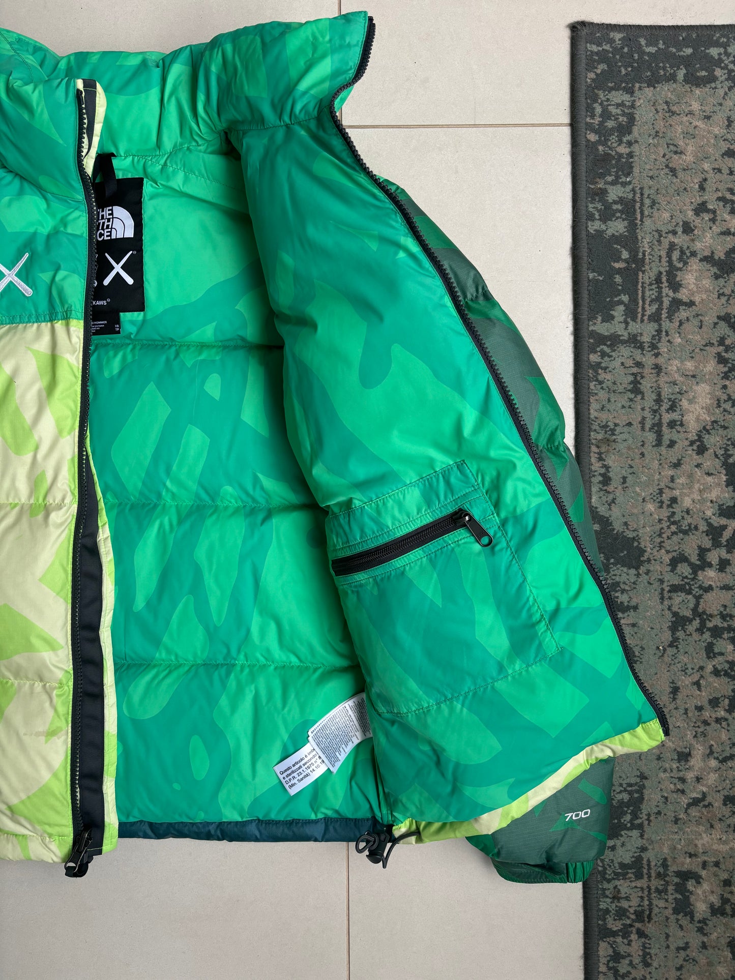 Kaws x The North Face 700 Nupste Puffer Jacket Green/Blue XS