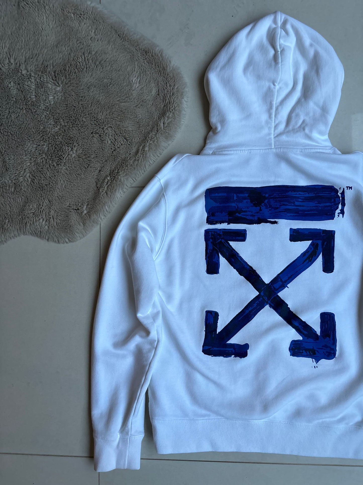 Off White Hoodie White Blue S