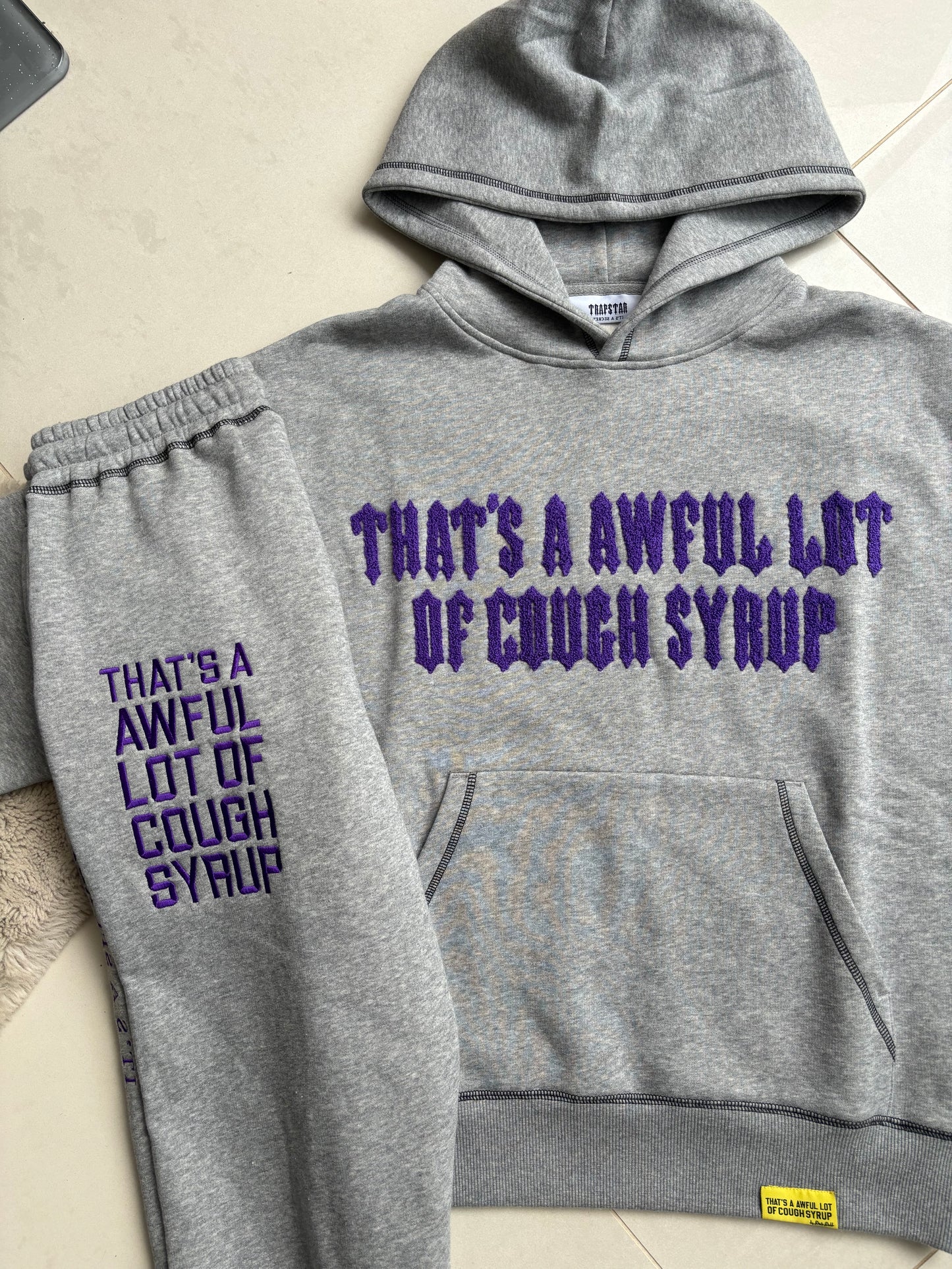 Trapstar x Awful Lot Of Cough Syrup Grey Tracksuit Set S