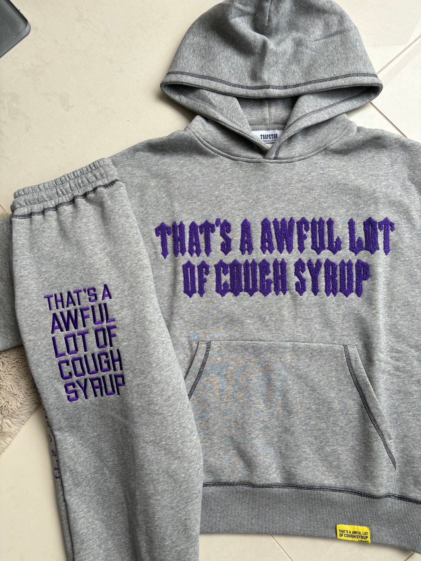 Trapstar x Awful Lot Of Cough Syrup Grey Tracksuit Set XL